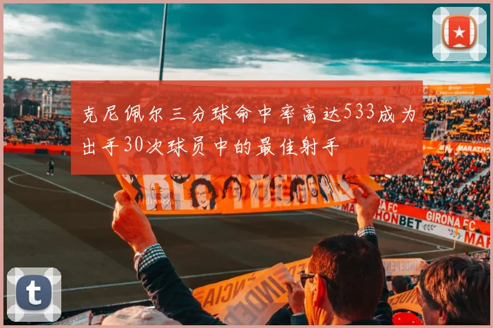 克尼佩尔三分球命中率高达533成为出手30次球员中的最佳射手